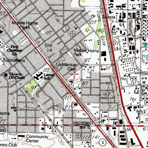 Topographic Map of La Marque Cemetery, TX