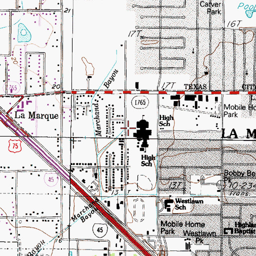 Topographic Map of La Marque High School, TX