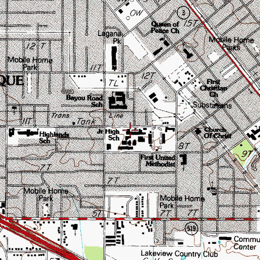 Topographic Map of La Marque Junior High School, TX