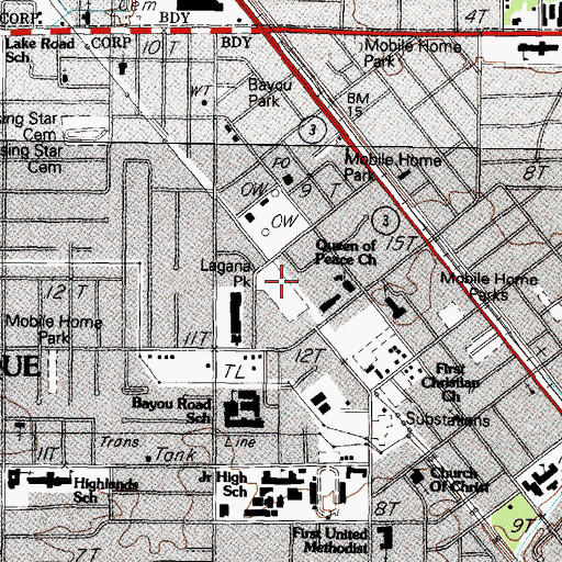 Topographic Map of Lagana Park, TX