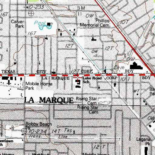 Topographic Map of Lake Road Elementary School, TX
