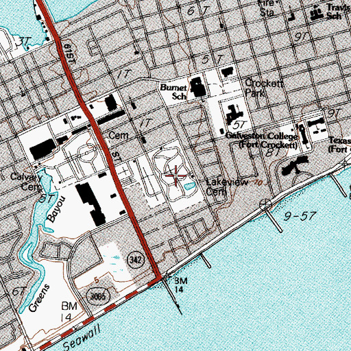 Topographic Map of Lakeview Cemetery, TX