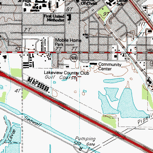 Topographic Map of Lakeview Country Club, TX
