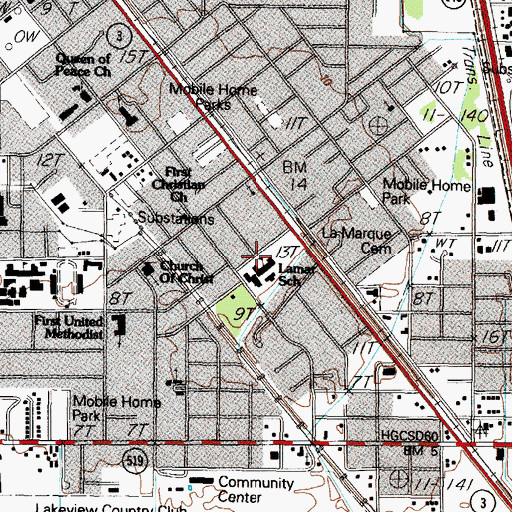 Topographic Map of Lamar Elementary School, TX