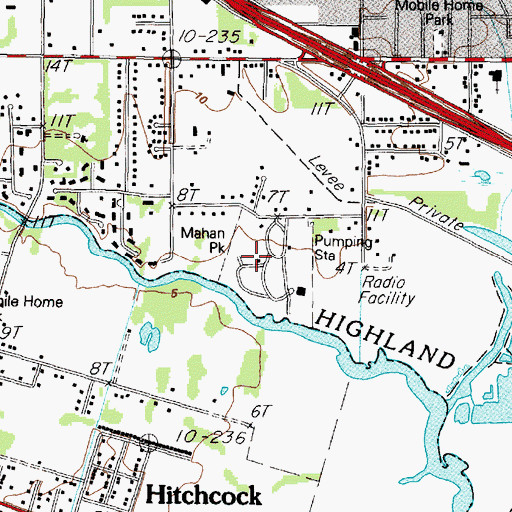 Topographic Map of Mahan Park, TX