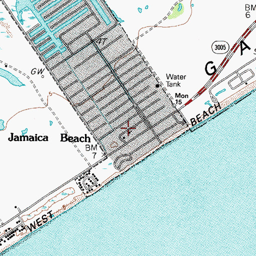 Topographic Map of Mary Star of the Sea Church, TX