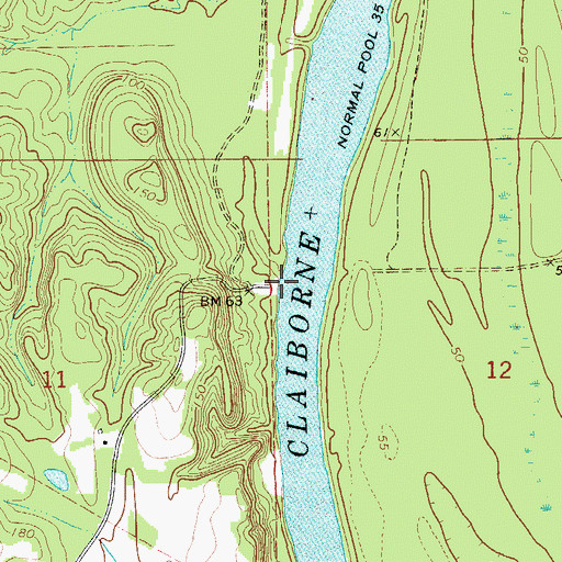 Topographic Map of Lower Peach Tree Ferry (historical), AL
