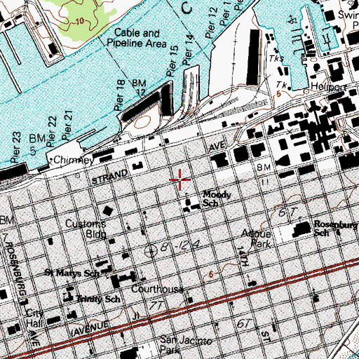 Topographic Map of Moody School, TX
