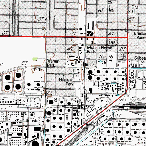 Topographic Map of Nuckols Park, TX