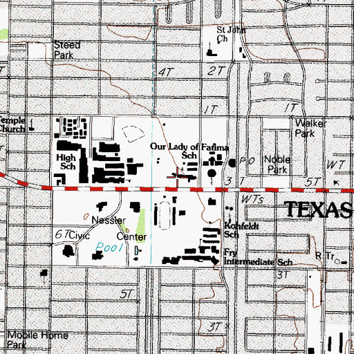 Topographic Map of Our Lady of Fatima Catholic School, TX
