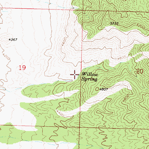 Topographic Map of Willow Spring, AZ