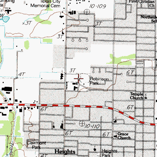 Topographic Map of Robinson Park, TX