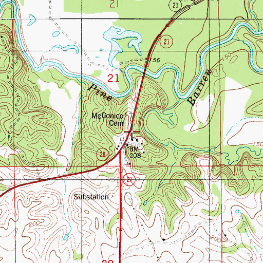 Topographic Map of McConico Cemetery, AL