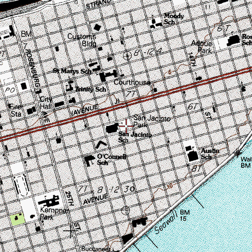 Topographic Map of San Jacinto Park, TX