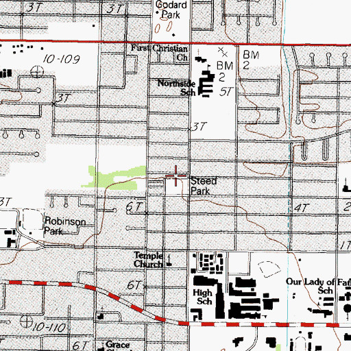 Topographic Map of Steed Park, TX