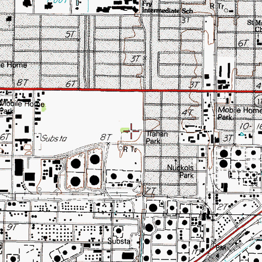 Topographic Map of Trahan Park, TX