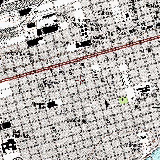 Topographic Map of Trinity Church, TX