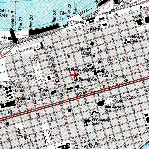 Topographic Map of Trinity Church, TX