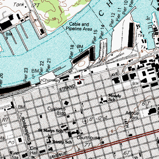 Topographic Map of University of Texas Medical Branch Strand Building, TX