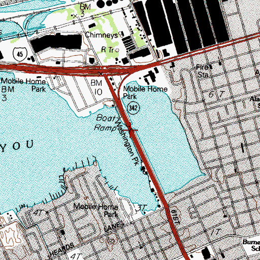 Topographic Map of Washington Park, TX