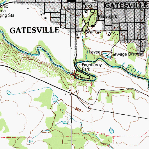 Topographic Map of Fauntleroy Park, TX