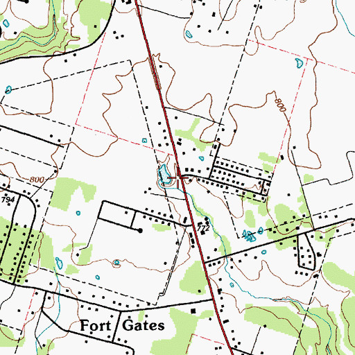 Topographic Map of Fort Gates, TX