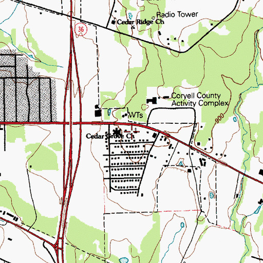 Topographic Map of Cedar Grove Church, TX