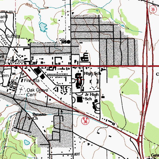 Topographic Map of Gatesville High School, TX