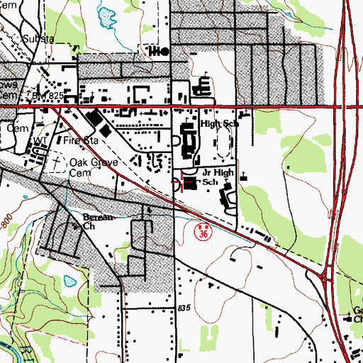 Topographic Map of Gatesville Junior High School, TX