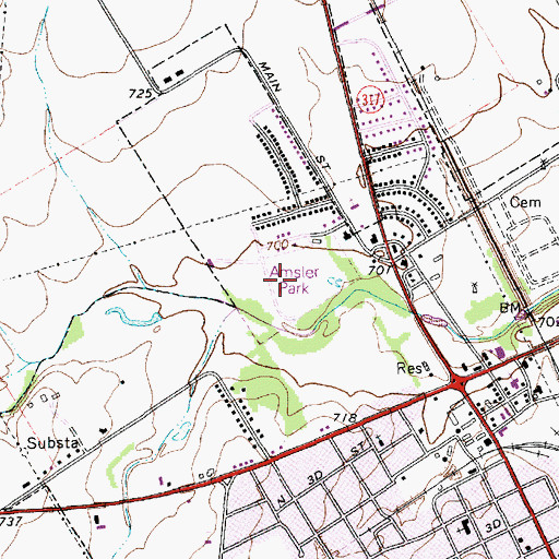 Topographic Map of Amsler Park, TX