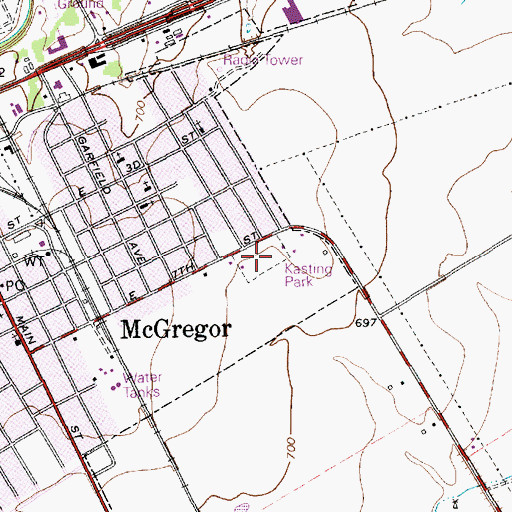 Topographic Map of Kasting Park, TX