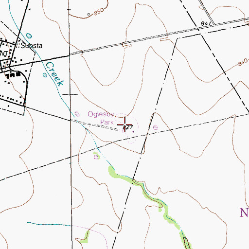 Topographic Map of Oglesby Park, TX