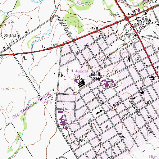 Topographic Map of T H Jenkins School, TX