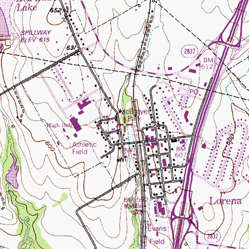 Topographic Map of McBrayer Park, TX