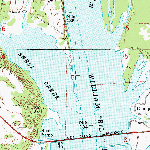 Topographic Map of Miller Ferry Bar (historical), AL