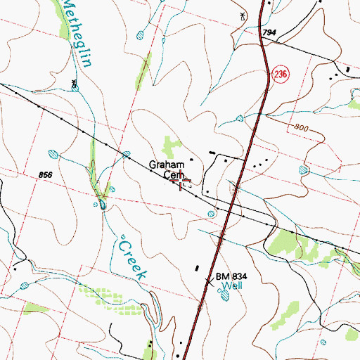 Topographic Map of Graham Cemetery, TX
