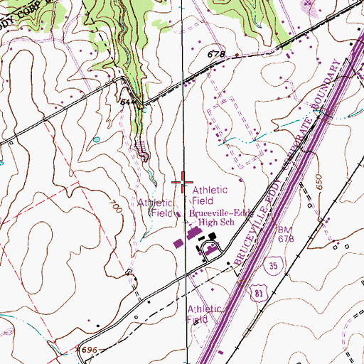 Topographic Map of City of Bruceville-Eddy, TX