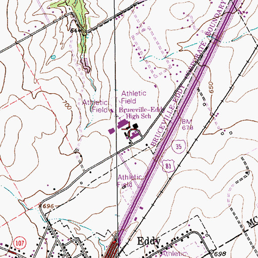 Topographic Map of Bruceville-Eddy Elementary School, TX