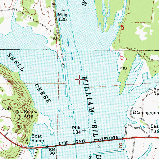 Topographic Map of Millers Ferry (historical), AL