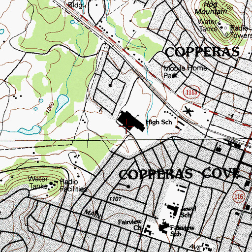 Topographic Map of Copperas Cove High School, TX