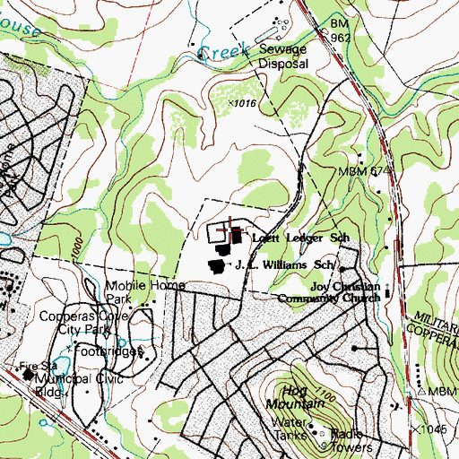 Topographic Map of J L Williams - Lovett Ledger Elementary School, TX