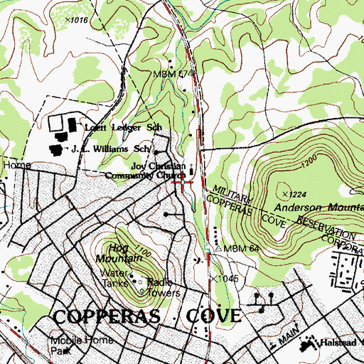 Topographic Map of Joy Christian Community Church, TX