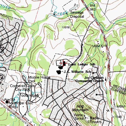 Topographic Map of Loett Ledger Intermediate School, TX
