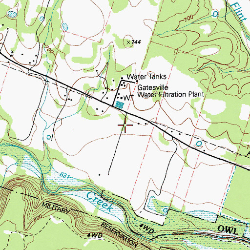 Topographic Map of Gatesville Water Filtration Plant, TX