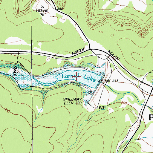 Topographic Map of Larned Lake, TX