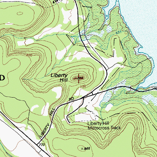 Topographic Map of Liberty Hill, TX