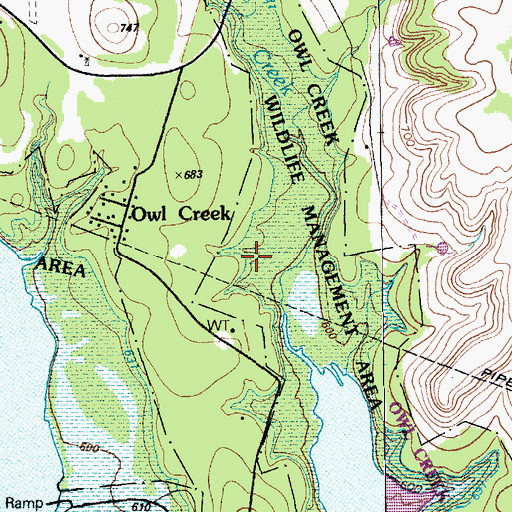 Topographic Map of Owl Creek Wildlife Management Area, TX