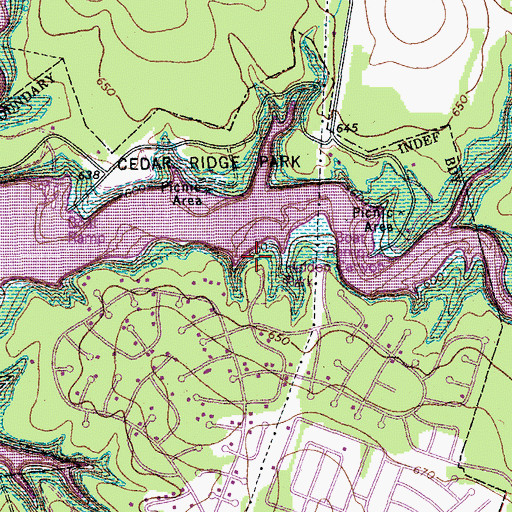 Topographic Map of Hidden Canyon Park, TX