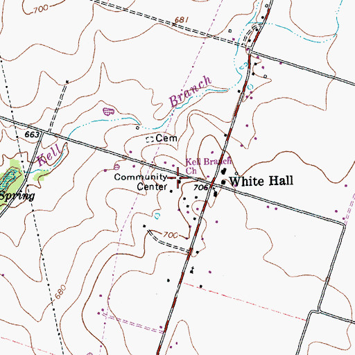 Topographic Map of Kell Branch Church, TX