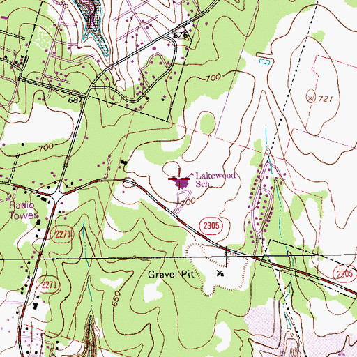 Topographic Map of Lakewood Elementary School, TX